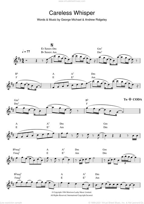 "Careless Whisper" is a song recorded by British singer-songwriter George Michael. ... Sheet music for "Careless Whisper" sets the key of D minor. "When I was twelve, thirteen, I used to have to chaperone my sister, ... (tenor sax) from about 1954 or something and I didn't have that top note. I didn't have a proper note on my saxophone, I had what we …